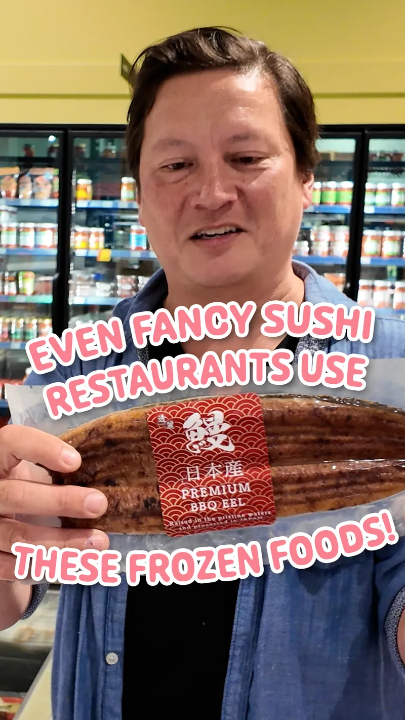 Ran into a friend at @Uwajimaya while filming my complete Japanese pantry haul! @kitamura_taichi makes the good stuff!