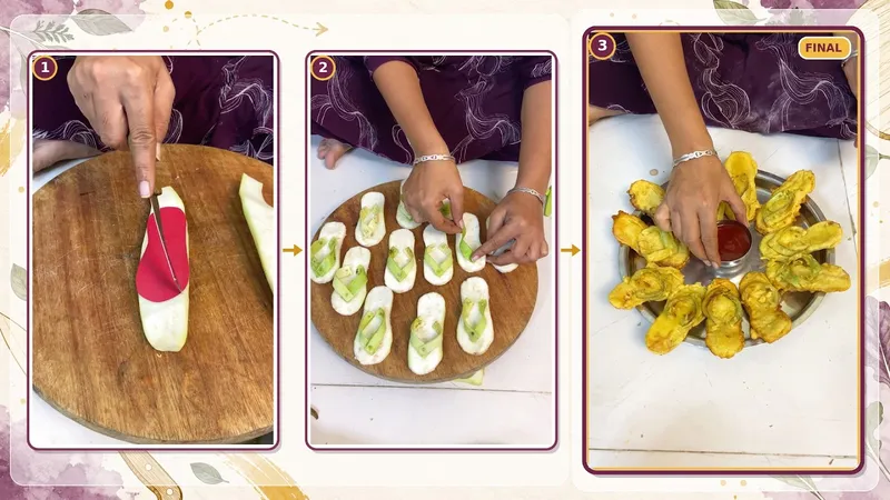 Sandal Shaped Lauki/bottle gourd bhajiya